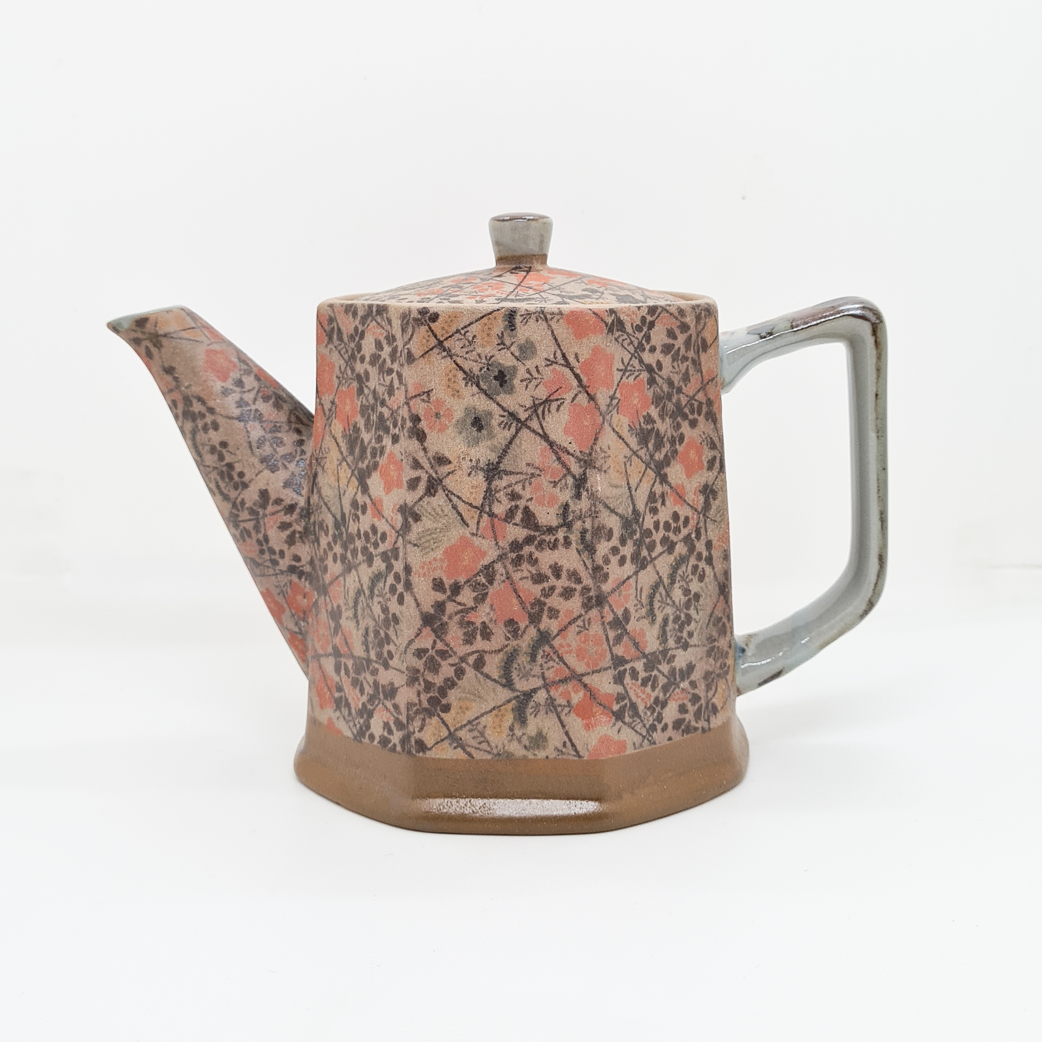 theiere octogonale jap brun champ theiere porcelaine japonaise