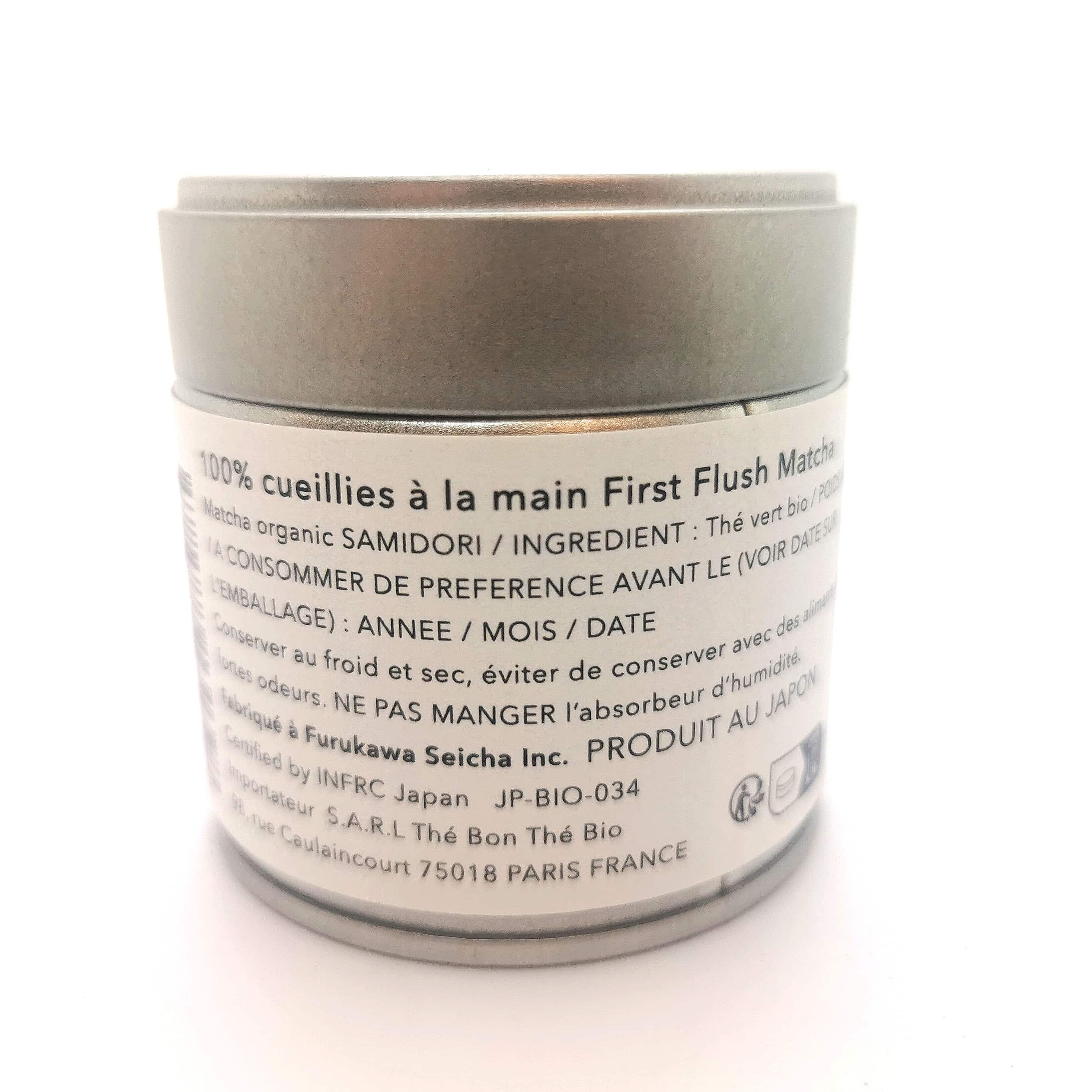 boîte matcha samidori bio - dos - ©Thé Bon Thé Bio