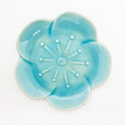 coupelle céladon turquoise fleur de prunier