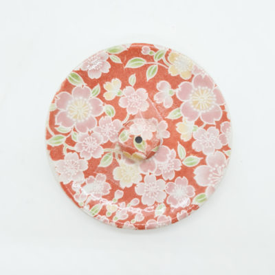 porte encens rond rose à fleurs