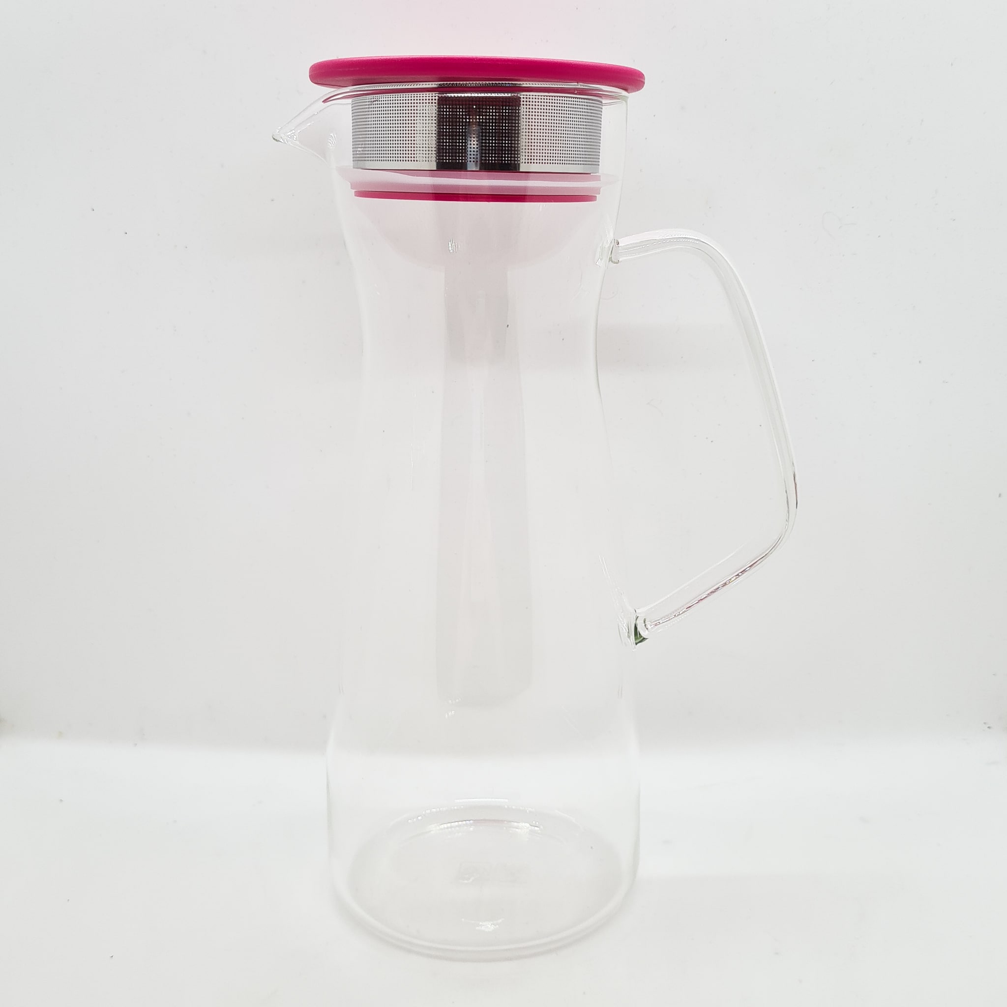 Carafe filtrante en verre pour thé glacé rose