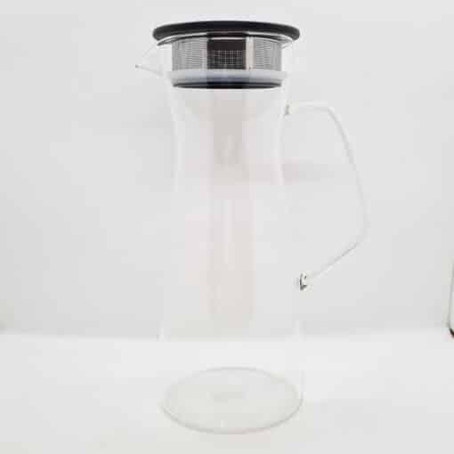 carafe filtrante en verre pour thé glacé bouchon noir